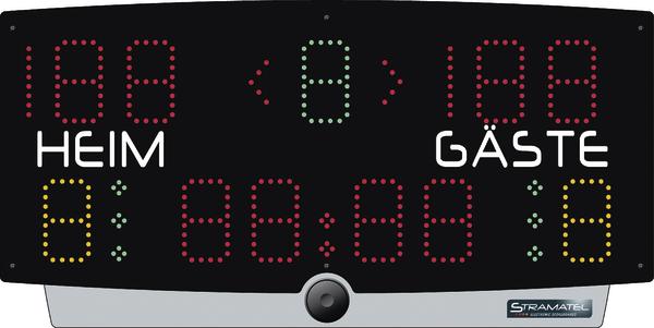 Elektronische Anzeigetafel für Sport mit Heim- und Gästestand sowie Spielzeit.