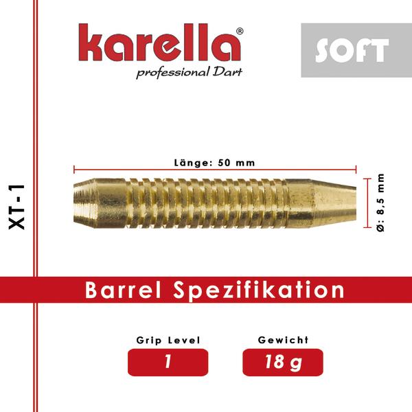 Karella XT-1 Soft Dart Barrel 50mm Länge, 18g Gewicht, Grip Level 1