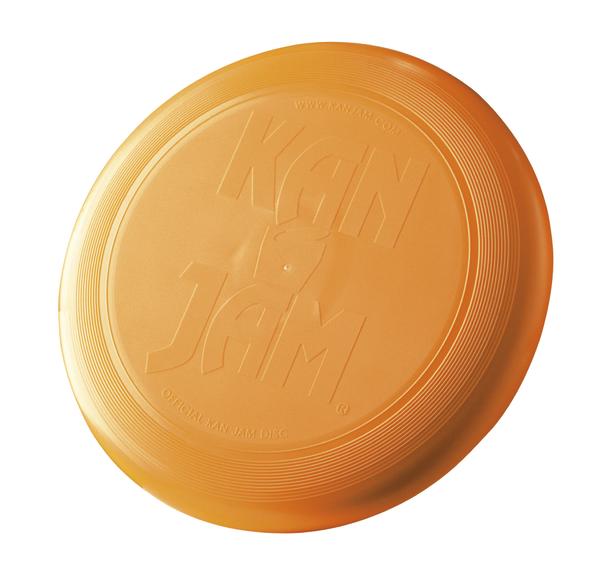 Orangefarbener Kan Jam Frisbee-Scheibe für Outdoor-Spiele und Sport.