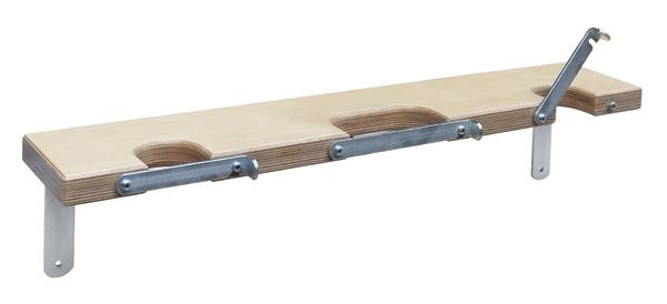 Abstellvorrichtung mit Metallhalterungen und Griff.