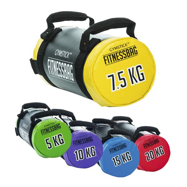 Gelber Fitnessbag 7,5 kg mit Griffen für funktionelles Training.  Bunte Fitnessbags in 5, 10, 15 und 20 kg für vielseitiges Workout.