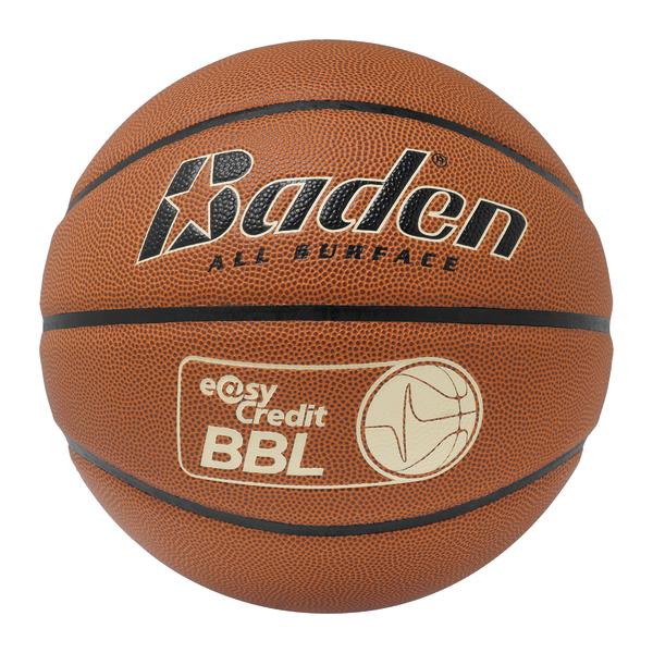 Basketball Baden All Surface mit easyCredit BBL Logo, braun und schwarz, Nahaufnahme.