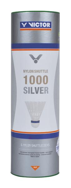 Victor Nylon Shuttle 1000 Silver Federball Dose mit 6 Nylon-Shuttles.
