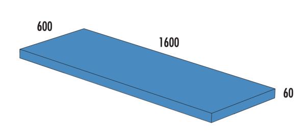 Bblaue Bänfer Turnmatte mit den Maßen 1600 x 600 x 60 Millimeter.