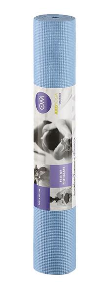 Blaues Yogamatte mit Anti-Rutsch-Oberfläche, ideal für Pilates und Fitnessübungen.