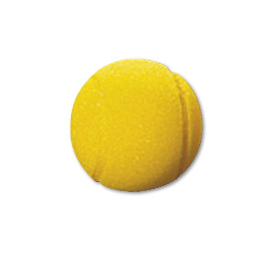 Gelbe Softbälle auf weißem Hintergrund, Nahaufnahme.