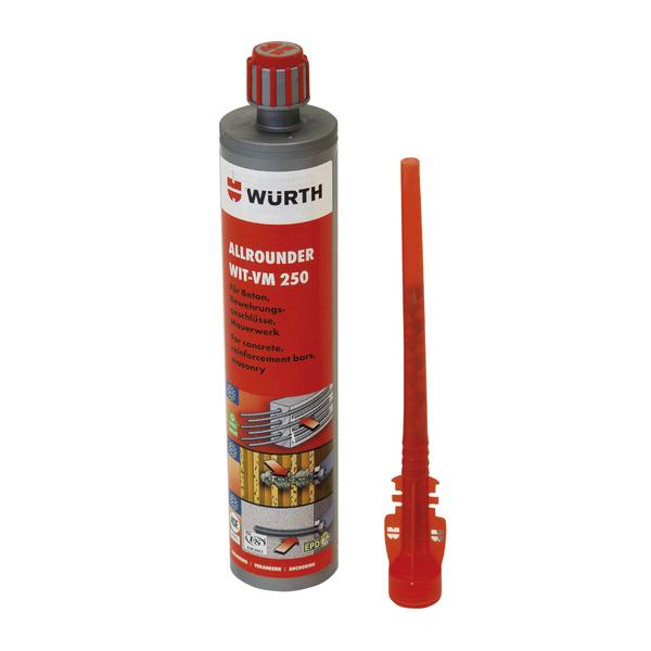 Würth Allrounder WIT-VM 250 Injektionsmörtel mit Mischdüse für Bauanwendungen.