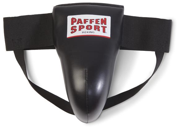 Schwarzer Paffen Sport Box-Schutz für den Unterleib mit elastischen Bändern.