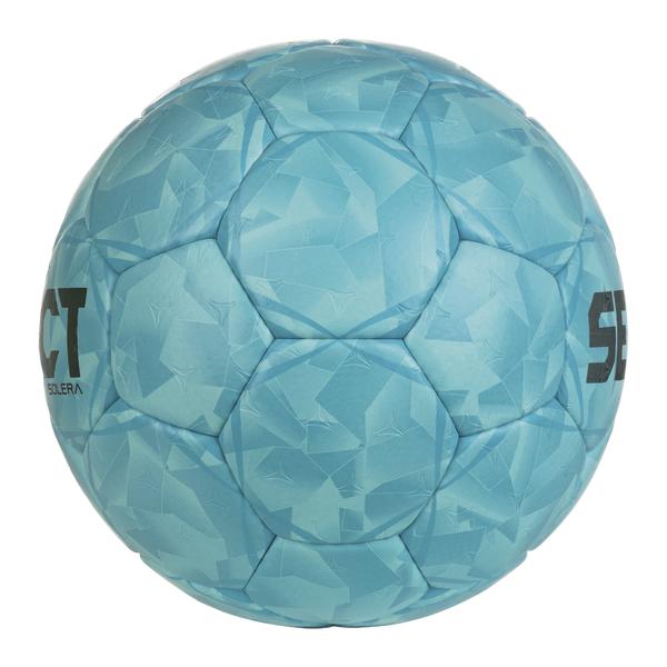 Blauer SELECT Solera Handball mit strukturierter Oberfläche für Training, Schulsport und Vereinssport seitliche Ansicht