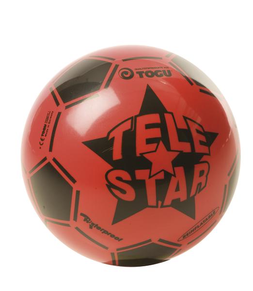 Roter Tele Star Ball mit schwarzem Stern-Design und TOGU Logo, Spielball für Kinder.