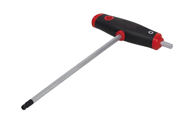 T-Schlüssel Innensechskant mit Kugelkopf und ergonomischem Griff in Schwarz und Rot.