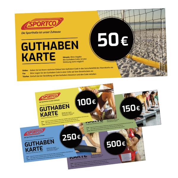 Sportco Guthabenkarten im Wert von verschiedenen Beträgen.