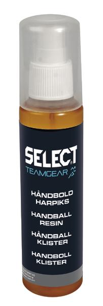 Handballharz Spray von Select Teamgear in orangefarbener Flasche mit transparentem Deckel.