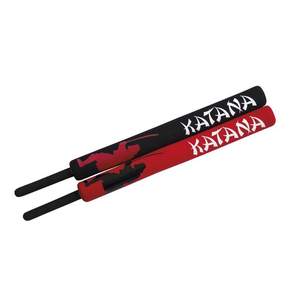 Katana Schwert-Schutzbezüge in Schwarz und Rot mit Samurai-Design, 2er Set.