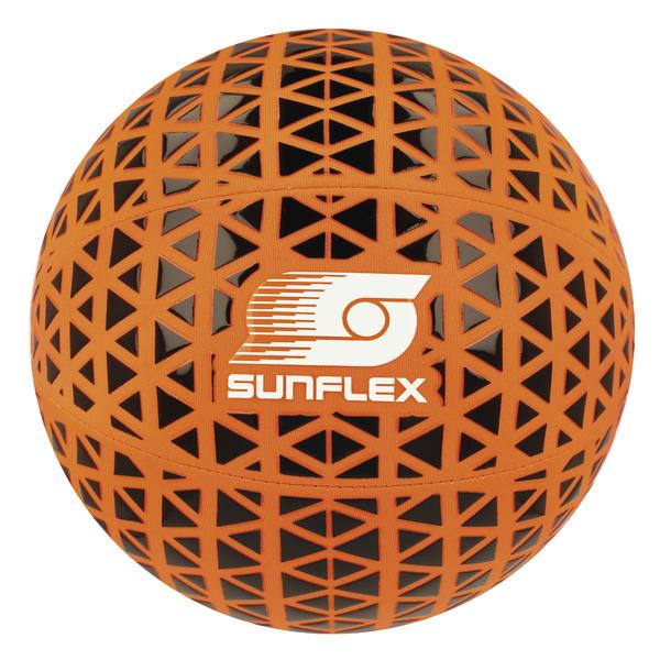 Ball in kräftigem Orange mit schwarzem Gittermuster und Sunflex-Logo.
