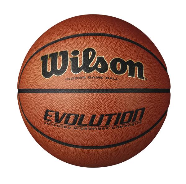 Basketball Wilson Evolution Indoor Game Ball aus hochwertigem Mikrofaser-Komposit.