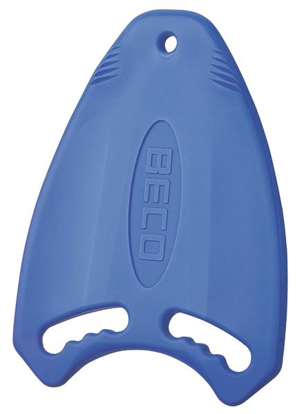 Blaues Schwimmbrett mit Griffen und Loch zum Aufhängen, Marke BECO.
