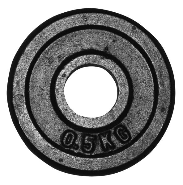 Rundes 0,5 kg Gewichtsscheibe aus Metall mit mittigem Loch für Hantelstange.