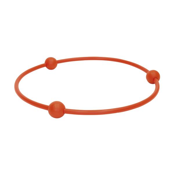 Rotes Fitness-Hula-Hoop mit drei beweglichen Kugeln für effektives Training.