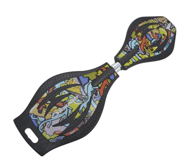 Buntes Waveboard mit rutschfesten Trittflächen und Griff für Kinder und Jugendliche.