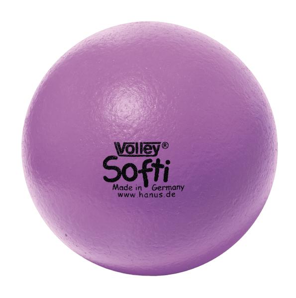 Lila Softball "Volley Softi" aus Schaumstoff, hergestellt in Deutschland.