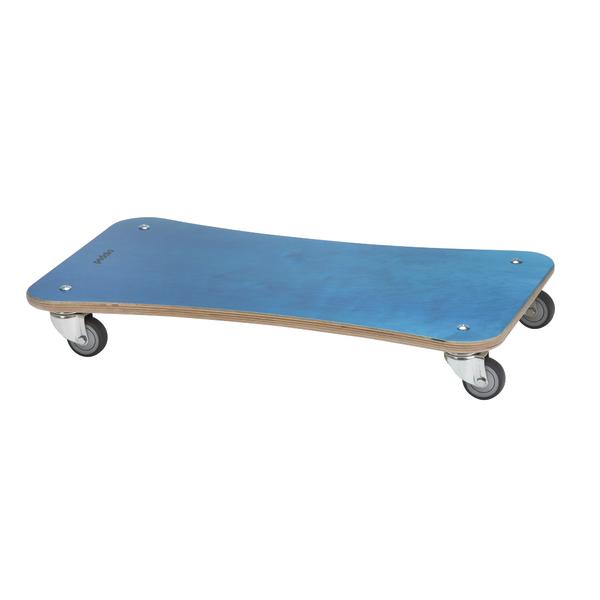 Blaues Holzroller-Board mit vier Lenkrollen für Bewegung und Mobilität im Innenbereich.
