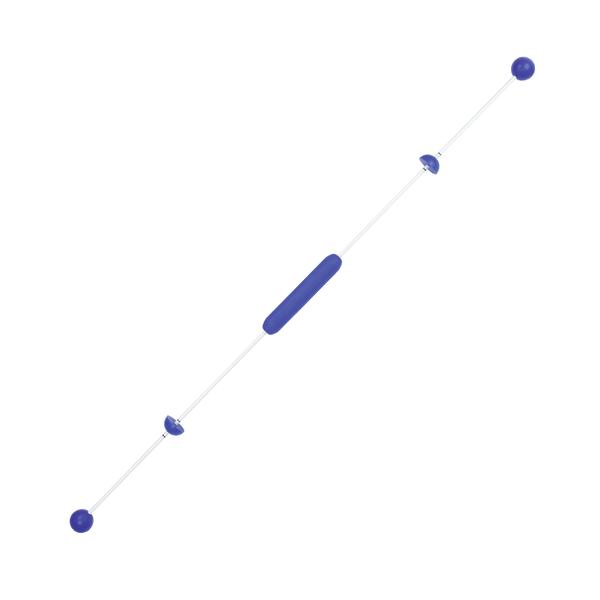 Blauer und weißer Schwingbstab mit Griff für Fitness- und Breitensport.