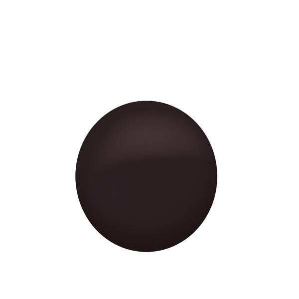 Schwarze Kugel auf weißem Hintergrund, einfache geometrische Form, minimalistisch.