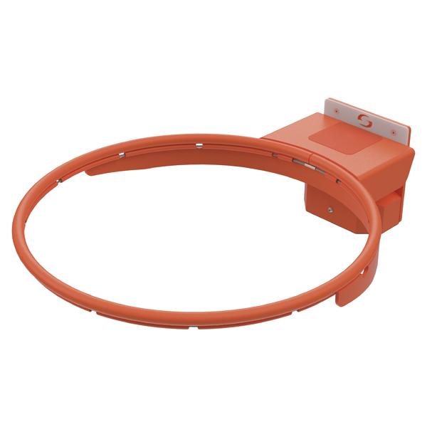 Rotes Basketballkorb-Metallring mit Halterung für Wandmontage, ohne Netz.