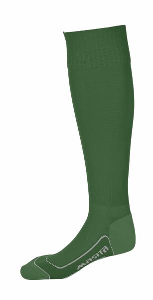 Grüner Sportsocken mit Kniestrumpf-Länge, atmungsaktiv und gepolstert für optimalen Komfort.