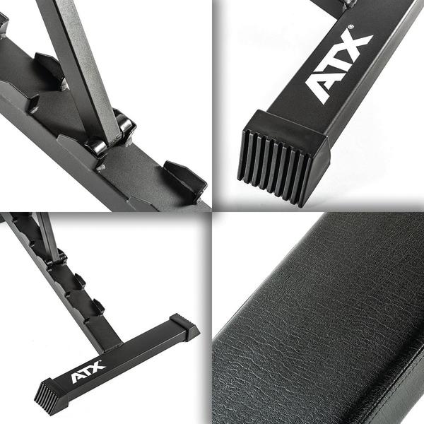 Nahaufnahme der stabilen Metallverbindung eines schwarzen ATX Fitnessgeräts.