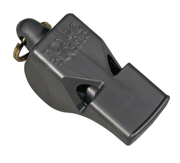 Schwarze Roxxo Classic Pfeife mit Metallring für Sport und Schiedsrichter.