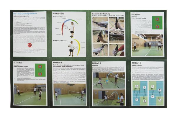 Texttafel zur Easy Learning Initiative (ELI) für Badminton-Training.
