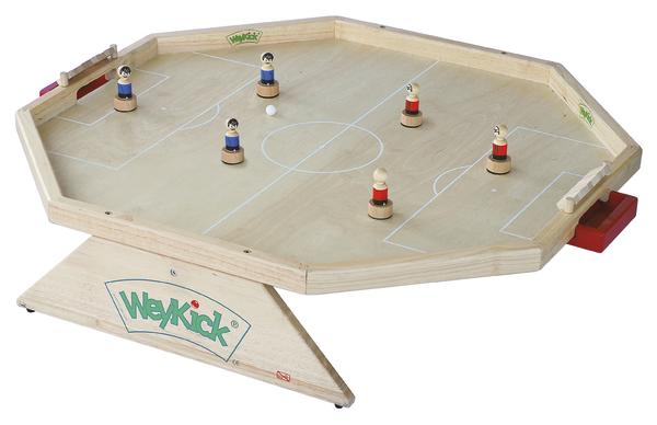 Holz-Kickertisch mit Spielfiguren und Ball für Tischfußballspiel, Marke WeyKick.