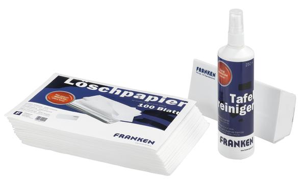 Stapel Löschpapier mit 100 Blättern von Franken für Whiteboards.
