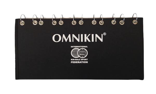 Schwarzer Omnikin Kin-Ball Schiedsrichter-Scoreboard mit Metallringen zum Aufhängen.