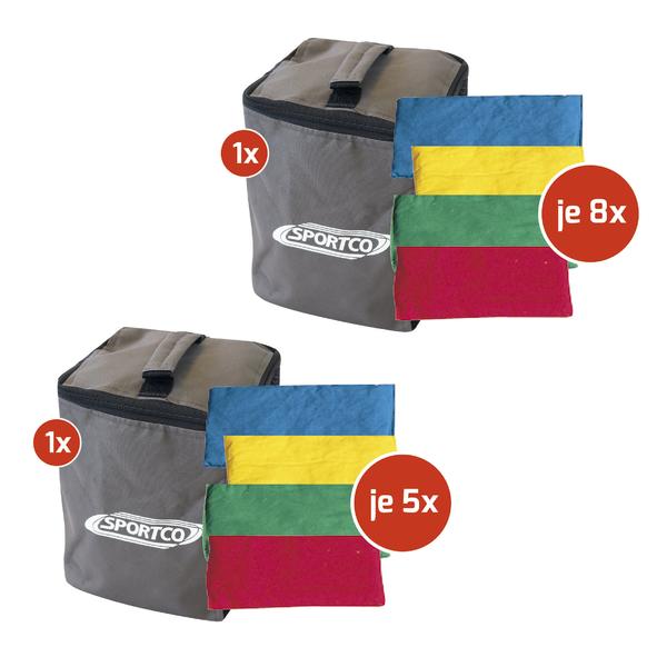 Sportco Trainingshütchen in vier Farben mit Tragetasche, verschiedene Mengen je Set.
