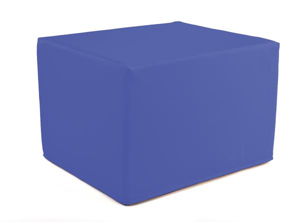 Blauer Sitzwürfel aus Stoff, moderner Hocker für Wohnzimmer oder Büro.