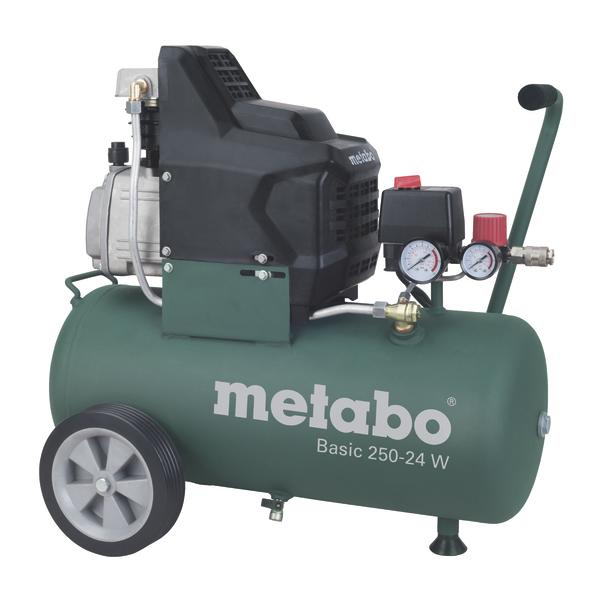 Metabo Basic 250-24 W Kompressor mit Druckmanometern und Tragegriff, grün.