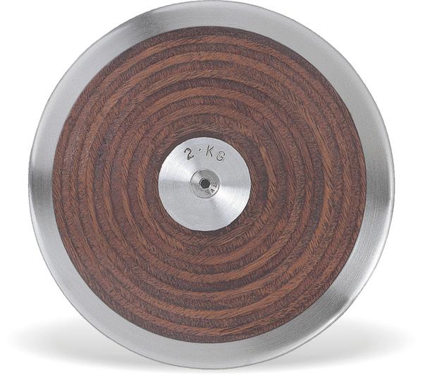 Diskus mit 2 kg Gewicht und Holz-Design für Leichtathletik-Wurftraining