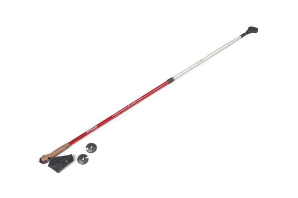 Nordic Walking Stock mit ergonomischem Griff und austauschbaren Gummipuffern für Outdoor-Aktivitäten.