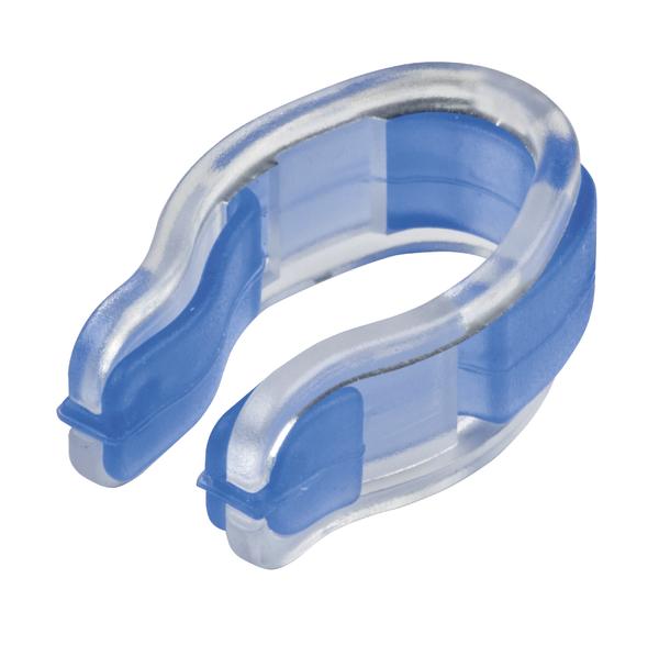 Weicher, transparenter und blauer Nasenclip für Schwimmen und Wassersport.