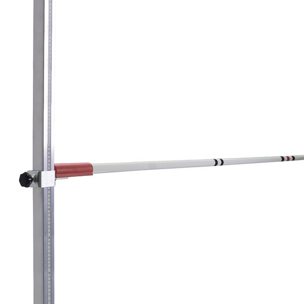 Hochsprunglatte mit Höhenmesser und verstellbarem Halter für Leichtathletik-Training.