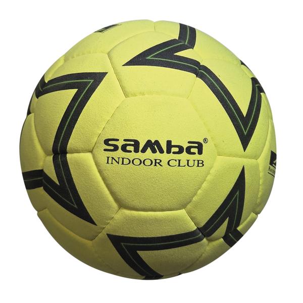 Neongelber SAMBA Indoor Club Hallenfußball mit schwarzem Grafikdesign, speziell für den Einsatz in der Halle.