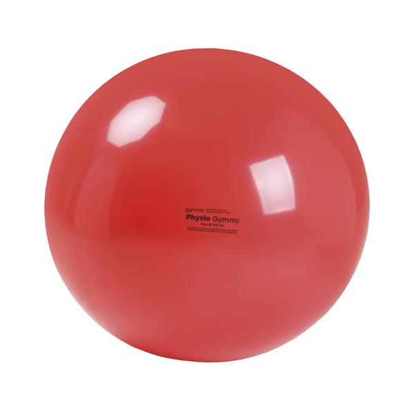 Roter Gymnastikball für Physiotherapie und Fitnessübungen, glänzend und rund.