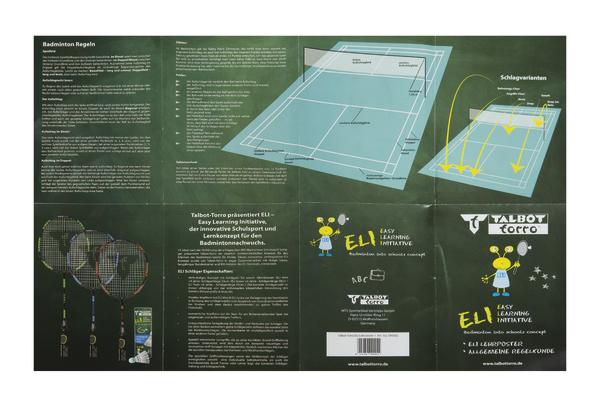 Übersichtliche Badminton-Regeln mit Spielfeld, Schlagvarianten und Lernkonzept von Talbot Torro.