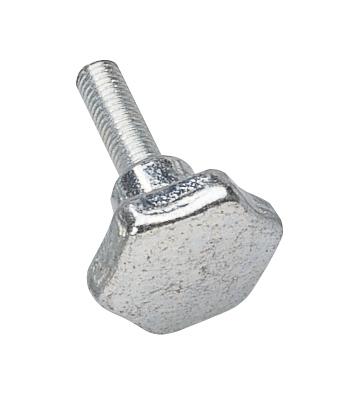 Metallischer Sterngriffschraube mit Gewinde, isoliert auf weißem Hintergrund.