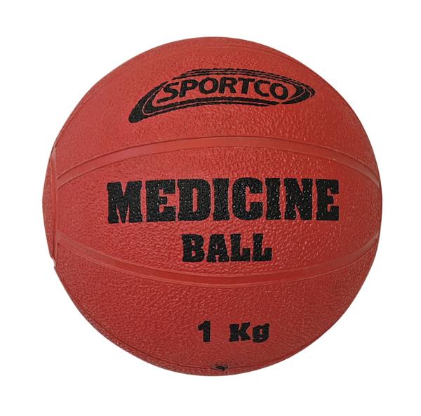 Roter Medizinball 1 kg von Sportco für Fitness und Krafttraining.