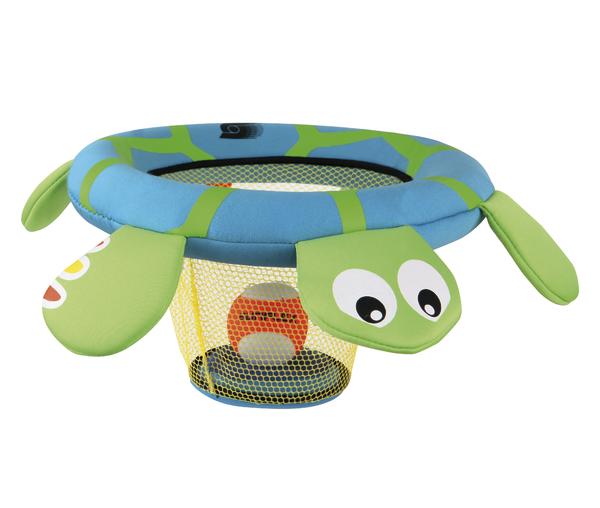 Buntes Kinder-Basketballkorb-Spiel mit Schildkröten-Design und Netzkorb.
