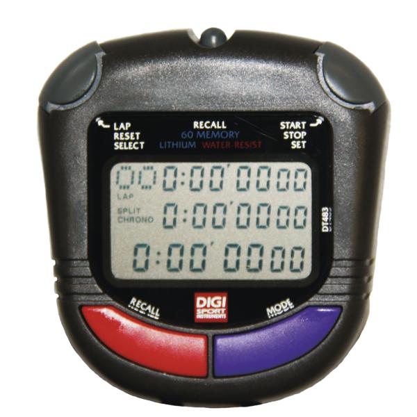 Digitaler Stoppuhr-Timer mit LCD-Display, Speicherfunktion und wasserfestem Gehäuse.